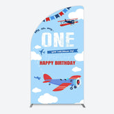 Aperturee - Aperturee Blue Sky One Year Has Flown By Birthday Half Moon Arch Backdrop